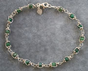 Emerald Bracelet wire sculpted with argentium silver wire