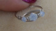 White Opal Swarovski Crystal Wire Wrap Ring Size 10