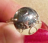 Hand Stamped Sterling Silver Disc Wire Wrap Ring Size 8