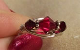 Siam and Garnet Red Swarovski Crystal Wire Wrapped Ring Size 4 1/2