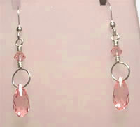 Light Rose Briolette Swarovski Crystal Earrings