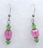 Pink and Green Swarovski Crystal Earrings