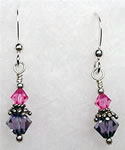 Pink and Purple Swarovski Crystal Bicone Earrings